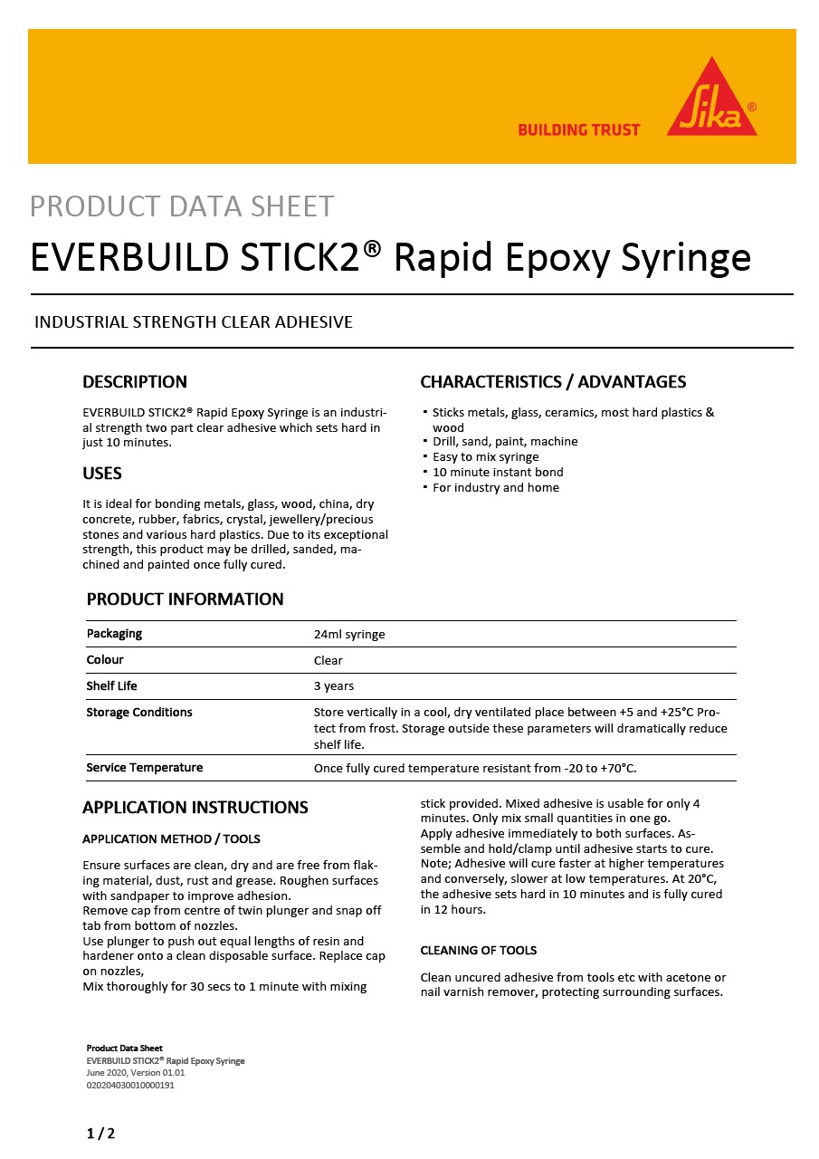 EVERBUILD STICK2® Rapid Epoxy Syringe